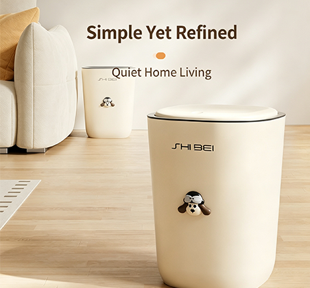 Simple Yet Refined Cream Smart Sensor Trash Can with Cute Dog Charm | Quiet-Seal Flip-Top Waste Bin for Kitchen, Bedroom & Living Room | Touchless & Manual Options