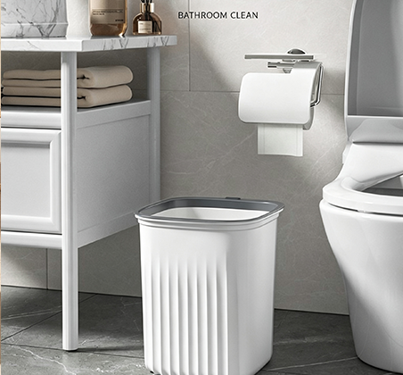Simple Living Textured Wave-Pattern Open-Top Trash Can with Gray Rim | Minimalist Rectangle Waste Bin with Bag-Securing Clip for Kitchen, Living Room & Office