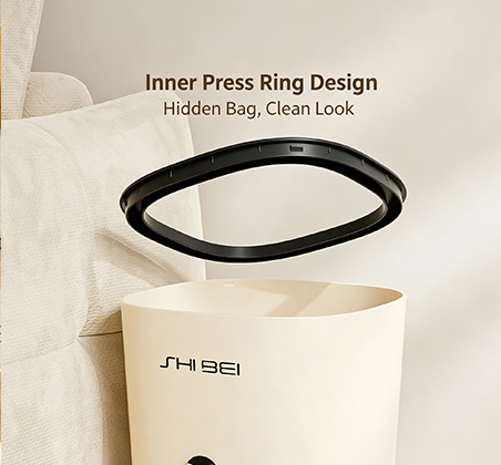 Simple Yet Refined Cream Smart Sensor Trash Can with Cute Dog Charm | Quiet-Seal Flip-Top Waste Bin for Kitchen, Bedroom & Living Room | Touchless & Manual Options